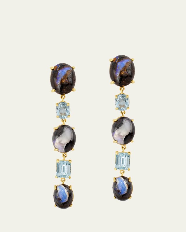 Treasure Opal and Aquamarine Drop Earrings